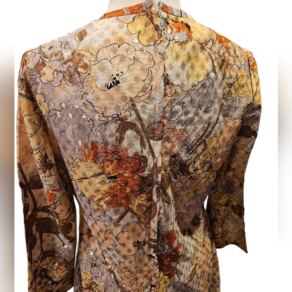 Leslie Pomer Vintage 1960s Maxi Hostess Dress Grannycore - Picture 4 of 9